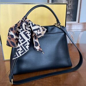 Fendi Brown and Black Leopard Print Scarf
